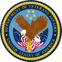 Official seal of the U.S. Department of Veterans Affairs featuring a bald eagle, American flag, stars, and gold rope border.